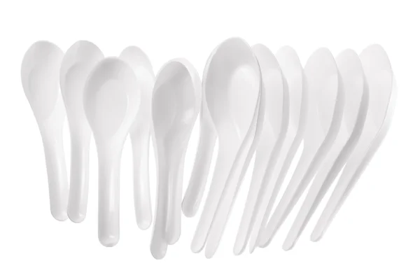 Zupa plastikowe łyżki — Zdjęcie stockowe