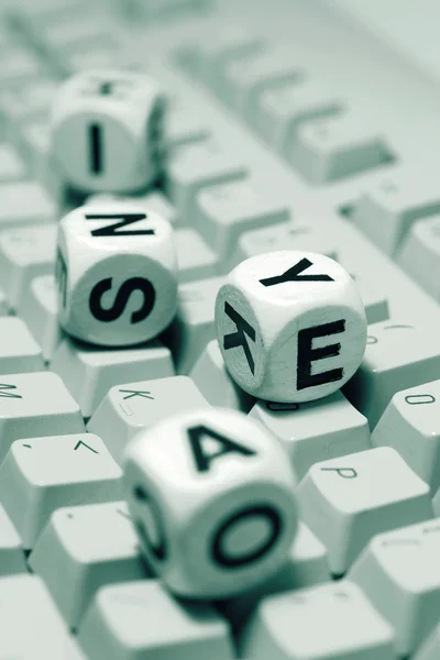 Dice on Keyboard — Stock Photo, Image