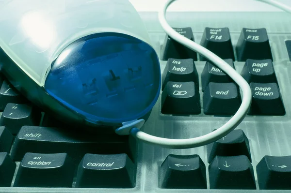 Počítačová myš na klávesnici — Stock fotografie
