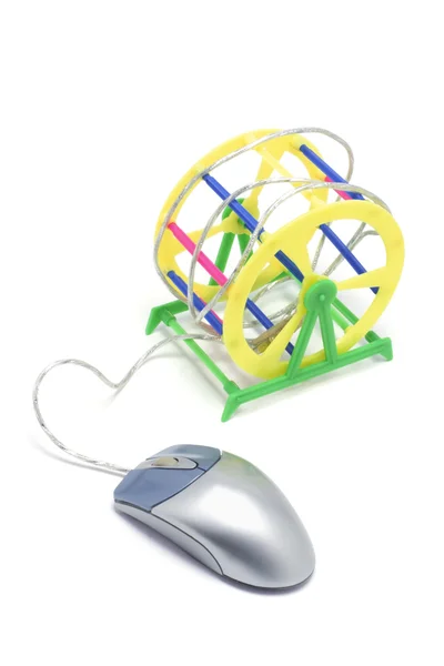 Pet Exercise Wheel with Computer Mouse — Stock Photo, Image