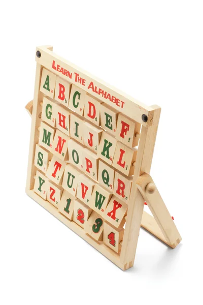 Bloques de alfabeto con estante de madera —  Fotos de Stock