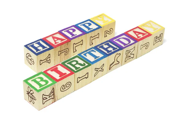 Blocos de alfabeto - Feliz aniversário — Fotografia de Stock