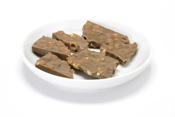 Pedaços de chocolate de avelã — Fotografia de Stock