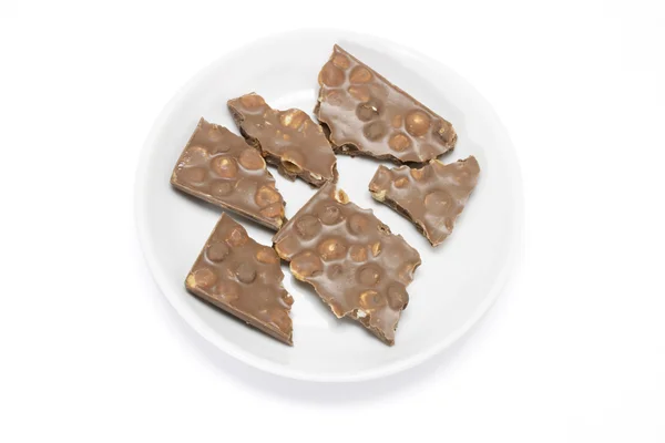 Piezas de chocolate avellana —  Fotos de Stock