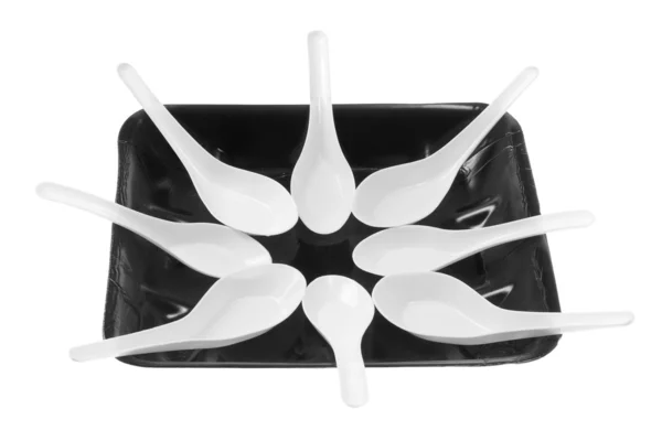 Zupa plastikowe łyżki — Zdjęcie stockowe