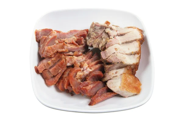 Teller mit gegrilltem Schweinefleisch aus China — Stockfoto