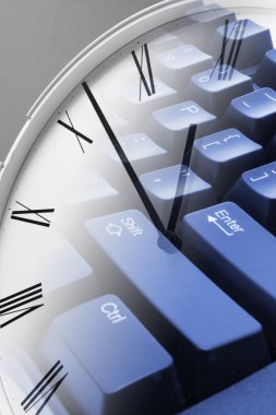 Clock and Computer Keyboard clipart