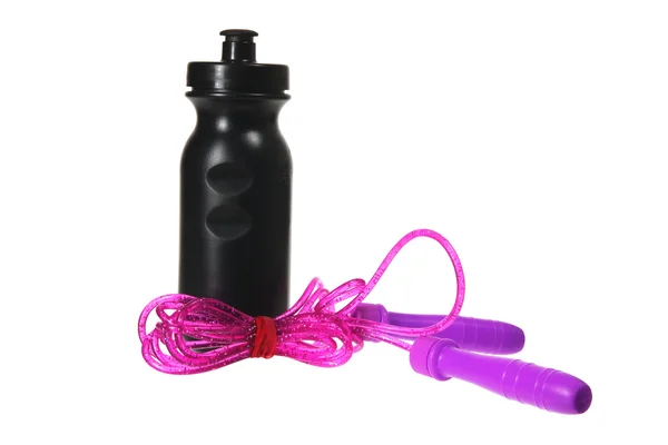 Pulando corda e plástico Flask — Fotografia de Stock