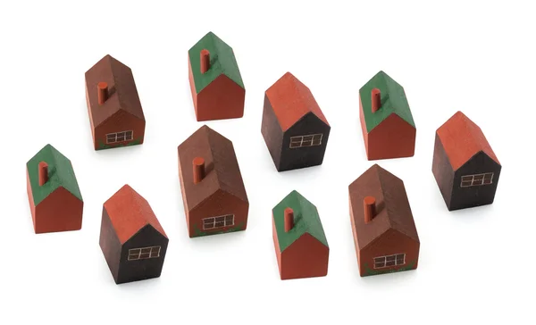 Miniaturhäuser aus Holz Stockbild