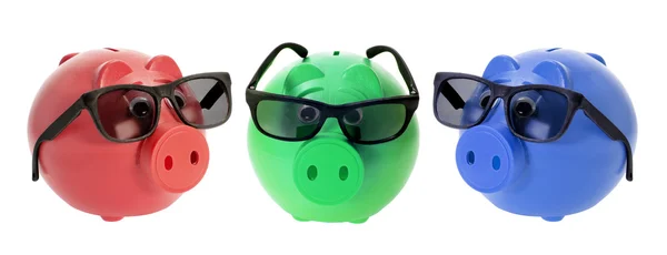 Piggybanks com óculos de sol — Fotografia de Stock