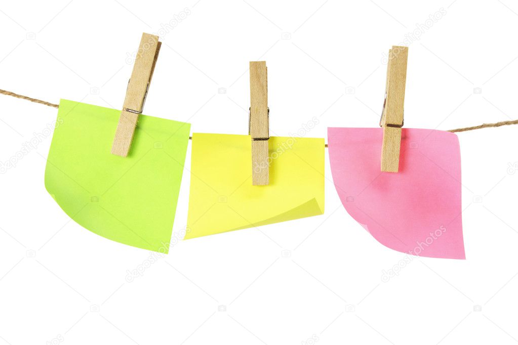 Adhesive Note Papers on Clothes Line