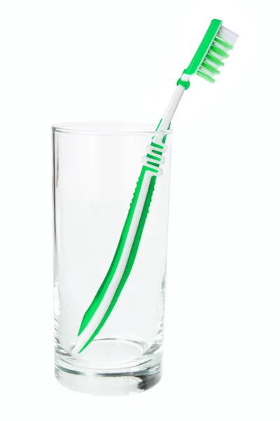 Cepillo de dientes en vidrio — Foto de Stock