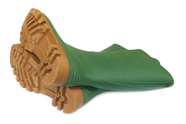 Par de botas de borracha verde — Fotografia de Stock