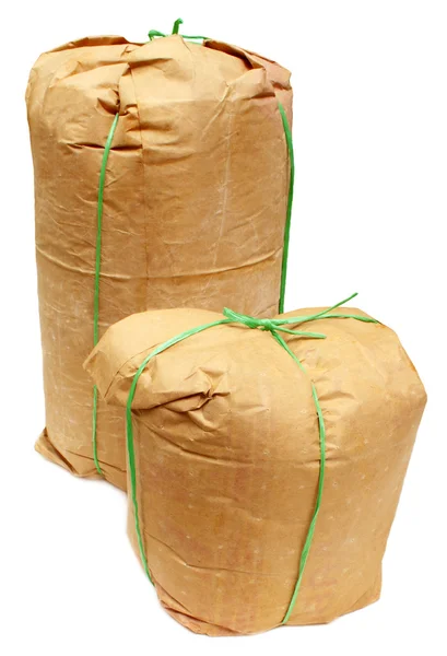 Dvě tašky s potravinami z papíru — Stock fotografie