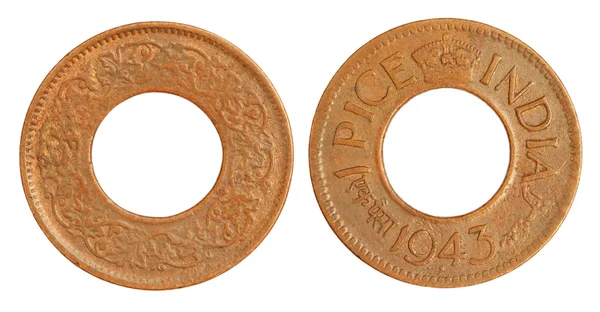 Antigua moneda india de un piojo de 1943 —  Fotos de Stock