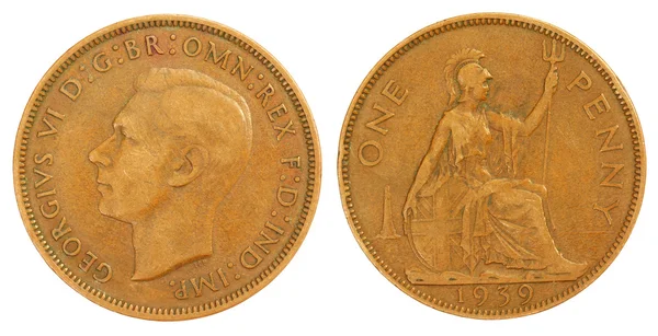 Стара монета однієї копійки 1939 року — стокове фото