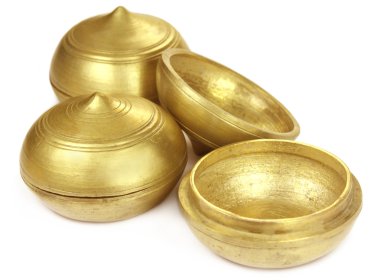 Antique Indian Brass Pots clipart