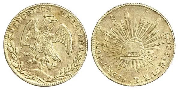 Старая монета Мексики 8 реалов 1885 года — стоковое фото