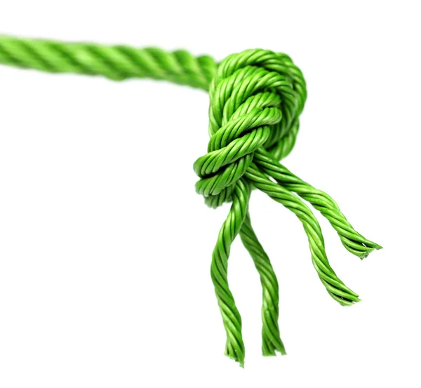 Węzeł na zielony liny — Zdjęcie stockowe
