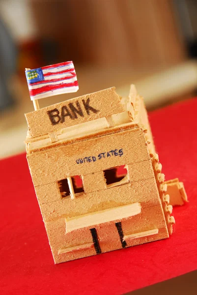 Dřevěný model banky — Stock fotografie