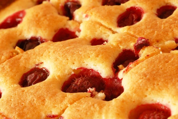 Tårta med körsbär och hallon — Stockfoto