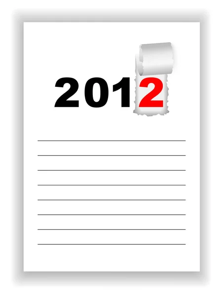 New Year's sheet notebook with the words 2012 — Stock Vector