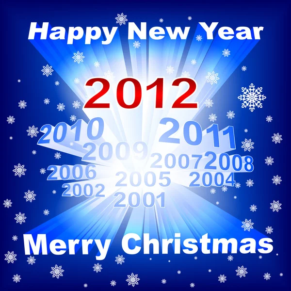 Merry christmas 2012 blauwe achtergrond — Stockvector