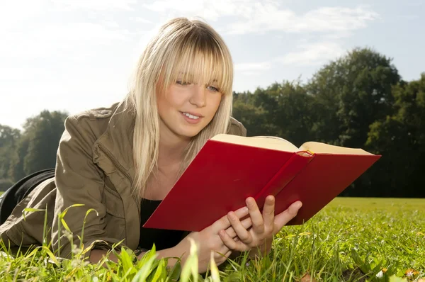 若い女性が本を読んで — ストック写真
