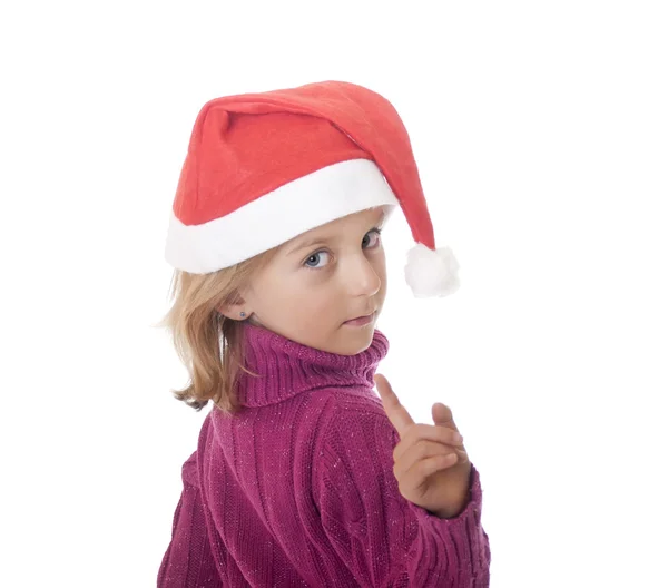 Liten flicka med santa hatt — Stockfoto