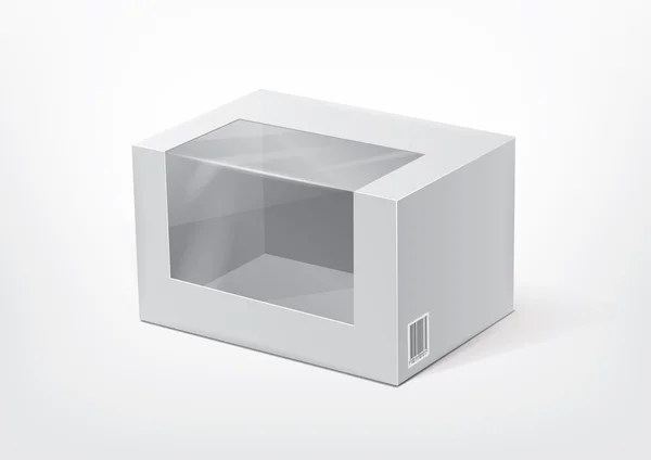 Scatola di cartone con una finestra di plastica trasparente — Vettoriale Stock