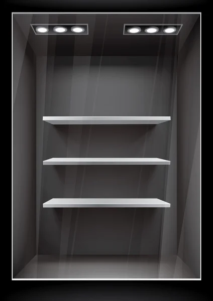 Frontal vertical negro con estantes — Vector de stock