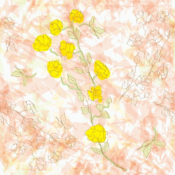 Motif floral sans couture sur fond aquarelle grunge — Image vectorielle