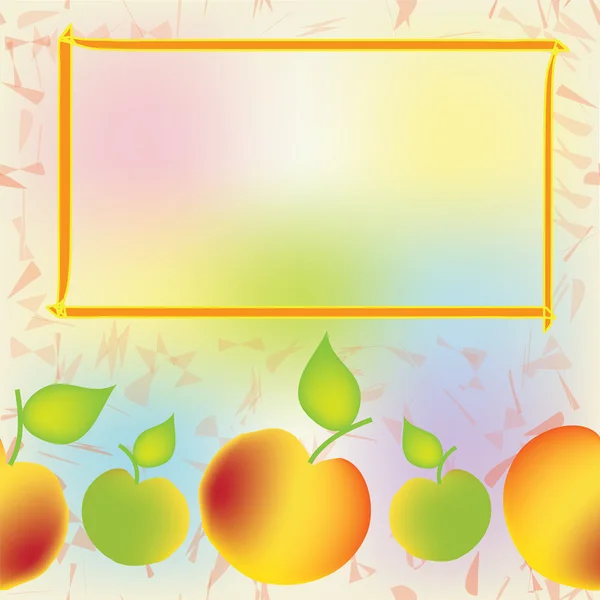 Άνευ ραφής πολύχρωμο σύνθεση με πληροφορίες πλαίσιο και μήλα — Διανυσματικό Αρχείο