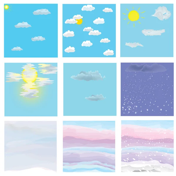 Conjunto de ícones céu nublado — Vetor de Stock
