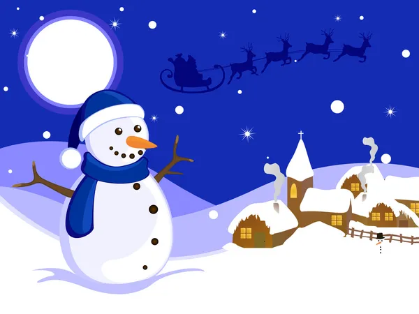 Zimní scéna - vánoční přání — Stockový vektor