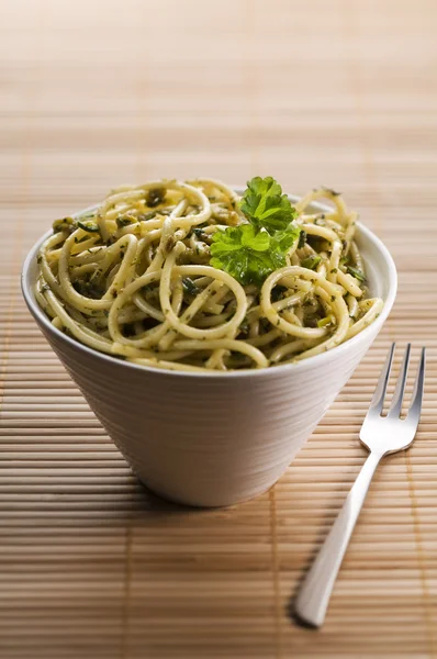 Pasta with pesto — Stock Photo, Image