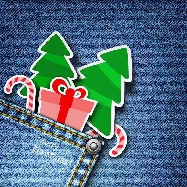 Jeans Weihnachten Hintergrund. — Stockvektor