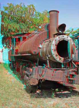 Old-time locomotive. clipart