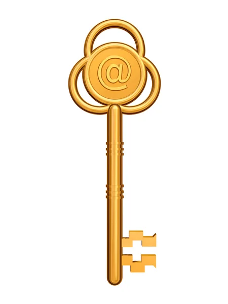Chave dourada com símbolo de e-mail — Fotografia de Stock