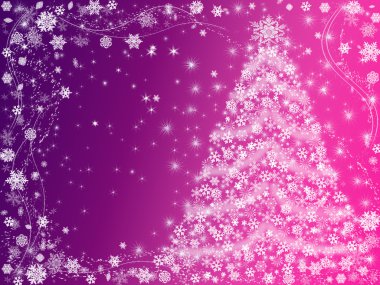 Christmas tree pink and violet clipart