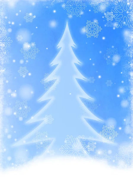 Белая елка в голубом — стоковое фото