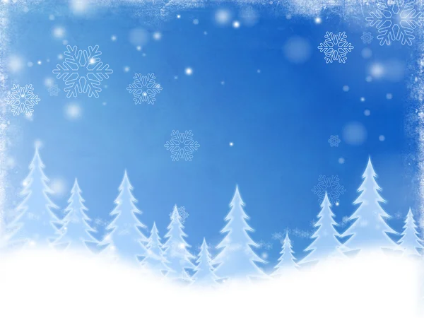 Белые рождественские елки в голубом — стоковое фото