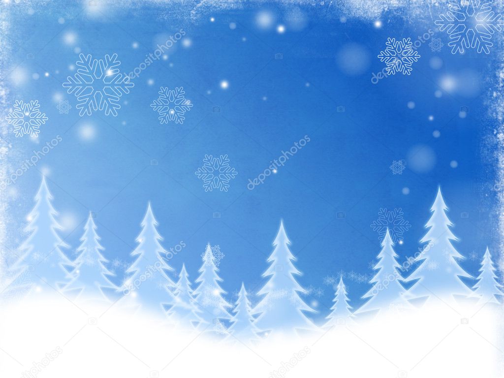 White christmas trees in blue