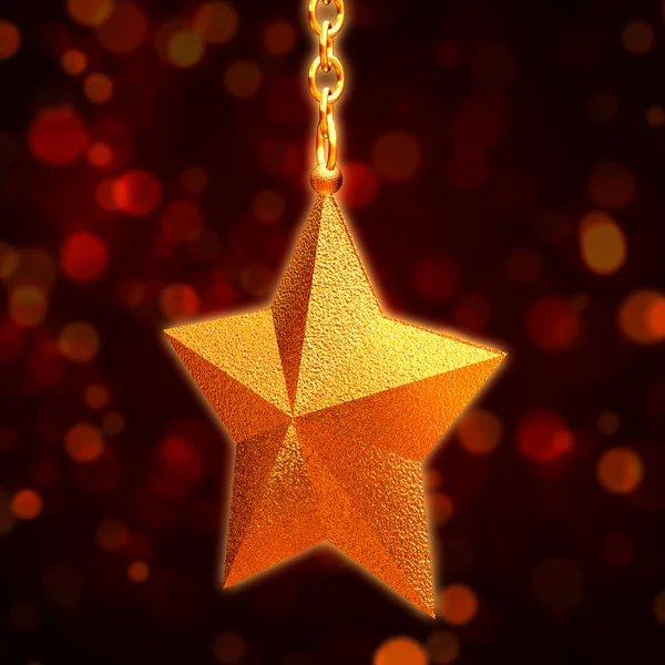 3D χρυσό αστέρι με αλυσίδες — Φωτογραφία Αρχείου