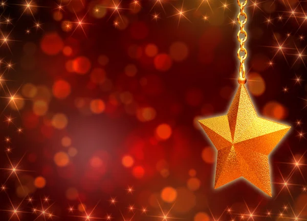 3d golden star with chains and lights — Stock Photo, Image
