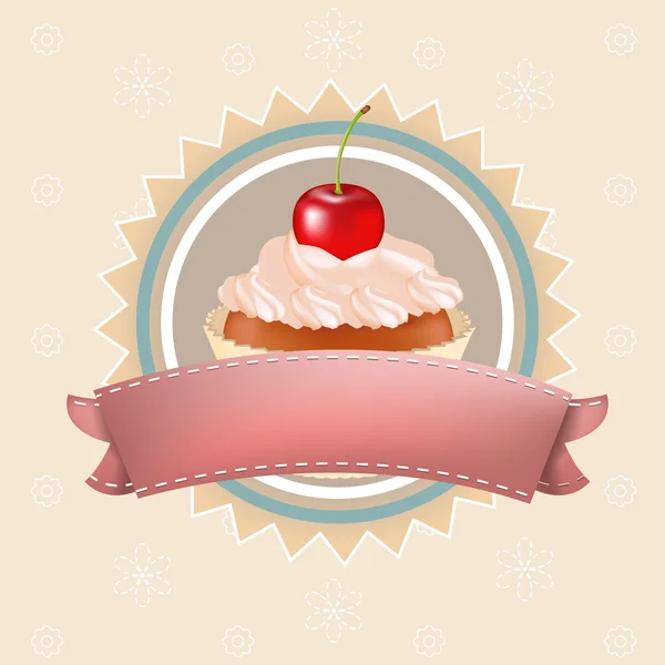 Cupcake med körsbär — Stock vektor