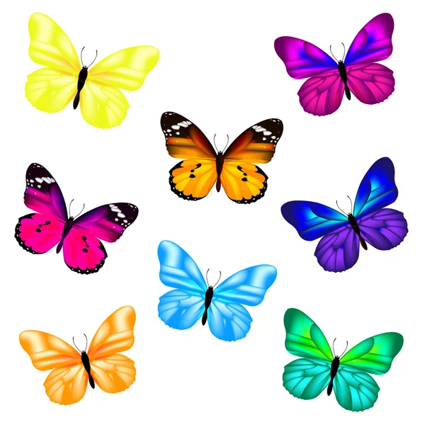 Juego de iconos de mariposa — Vector de stock