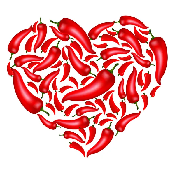 Chilischote Herz — Stockvektor