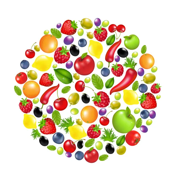 野菜や果物から円 — ストックベクタ
