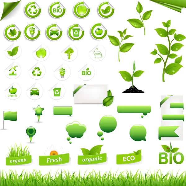 Collection Of Eco Elements — Stock Vector